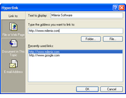 Insert Hyperlink Dialog Screenshot